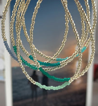 Load image into Gallery viewer, Gold bracelets with coloured accents (blues & greens)