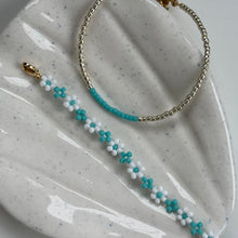 Load image into Gallery viewer, Gold bracelets with coloured accents (blues & greens)