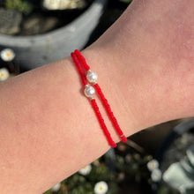 Load image into Gallery viewer, Set of 2 red bead bracelets