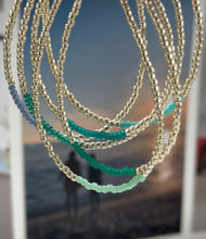 Load image into Gallery viewer, Gold bracelets with coloured accents (blues & greens)