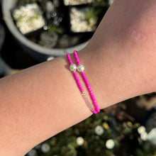 Load image into Gallery viewer, Set of 2 hot pink bead bracelets