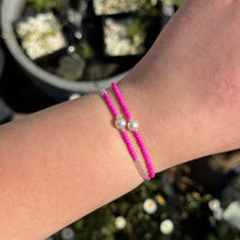 Load image into Gallery viewer, Set of 2 hot pink bead bracelets