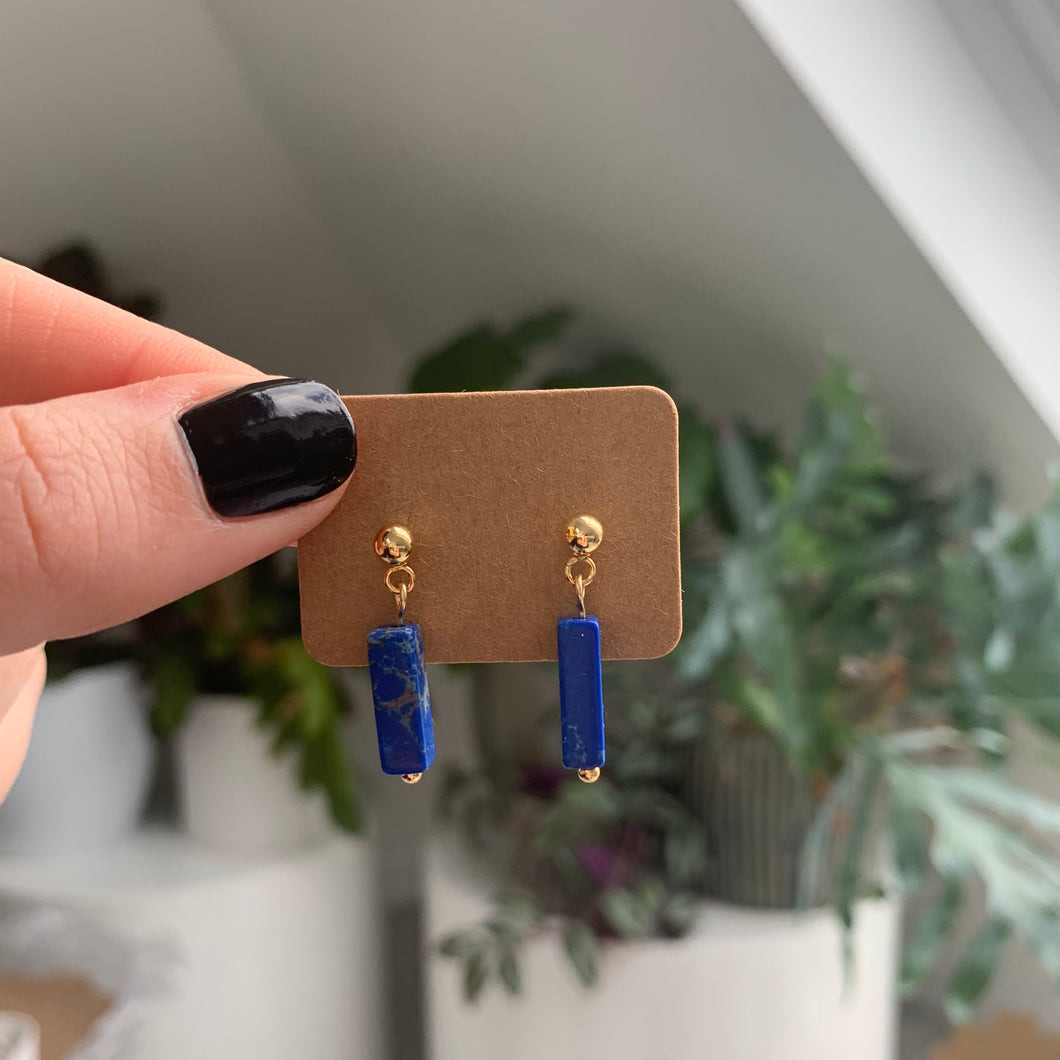 Dark blue dangle drop earrings