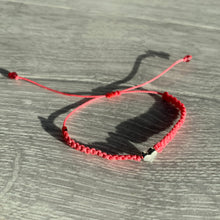 Load image into Gallery viewer, Silver heart macrame friendship bracelet
