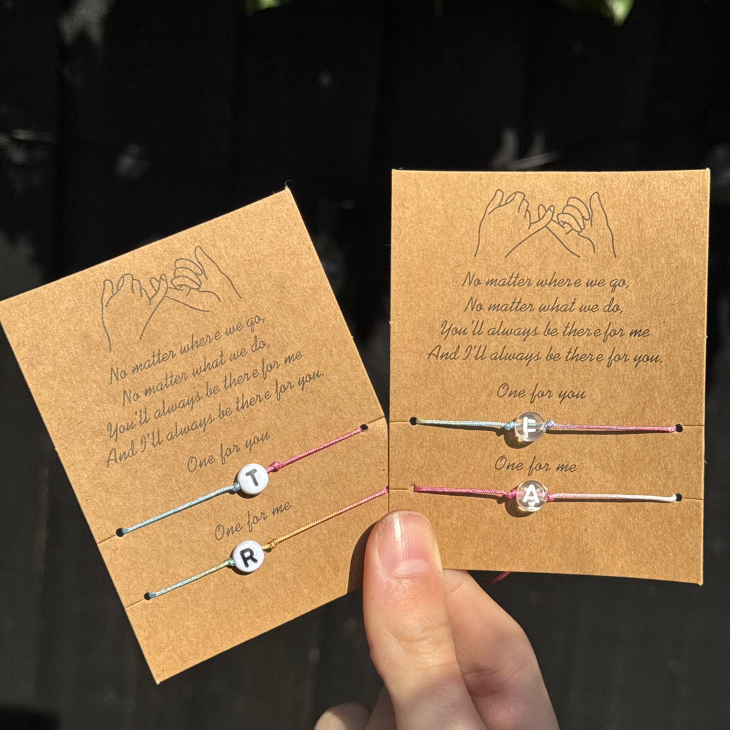 Tie on wish bracelets with letters