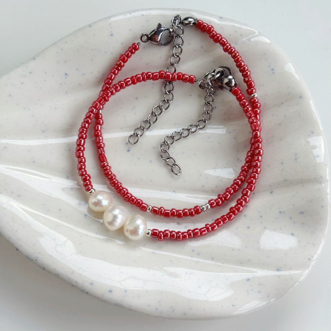 Galentines pearly set of 2 - silver finish