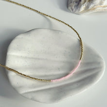Load image into Gallery viewer, Gold and pink glass bead necklace
