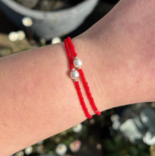Load image into Gallery viewer, Set of 2 red bead bracelets
