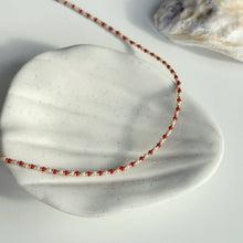 Load image into Gallery viewer, Red, pink &amp; gold glass bead necklace
