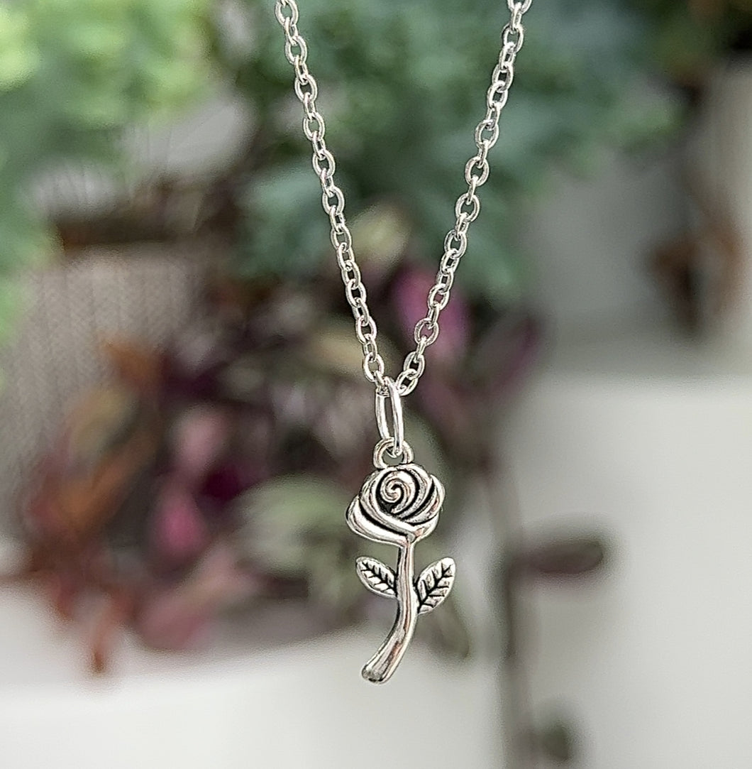 Rose charm necklace
