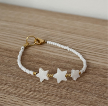 Load image into Gallery viewer, White and gold stars bracelet
