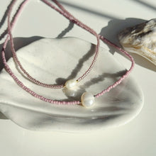 Load image into Gallery viewer, Glass bead necklaces with genuine freshwater pearls
