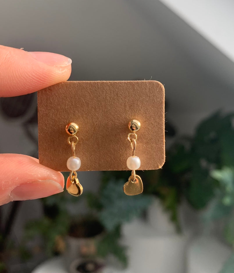 Pearl heart dangles