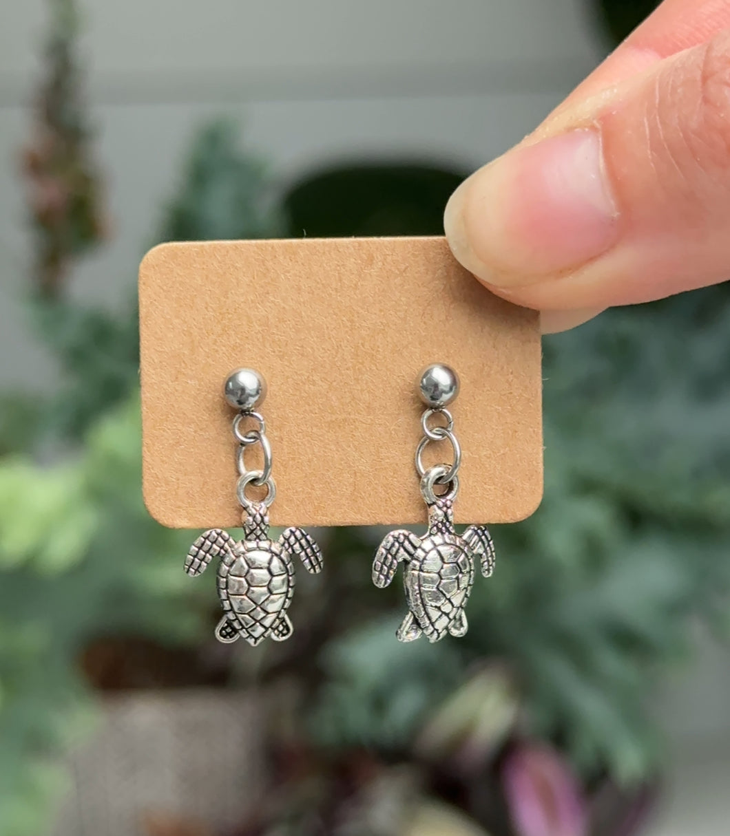 Turtle charm earrings