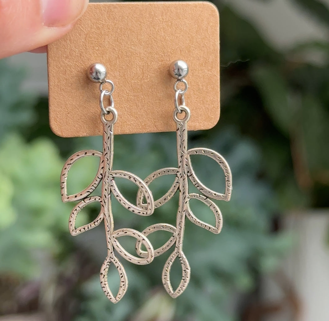 Leaf charm earrings