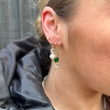 Load image into Gallery viewer, Emerald glass heart dangles
