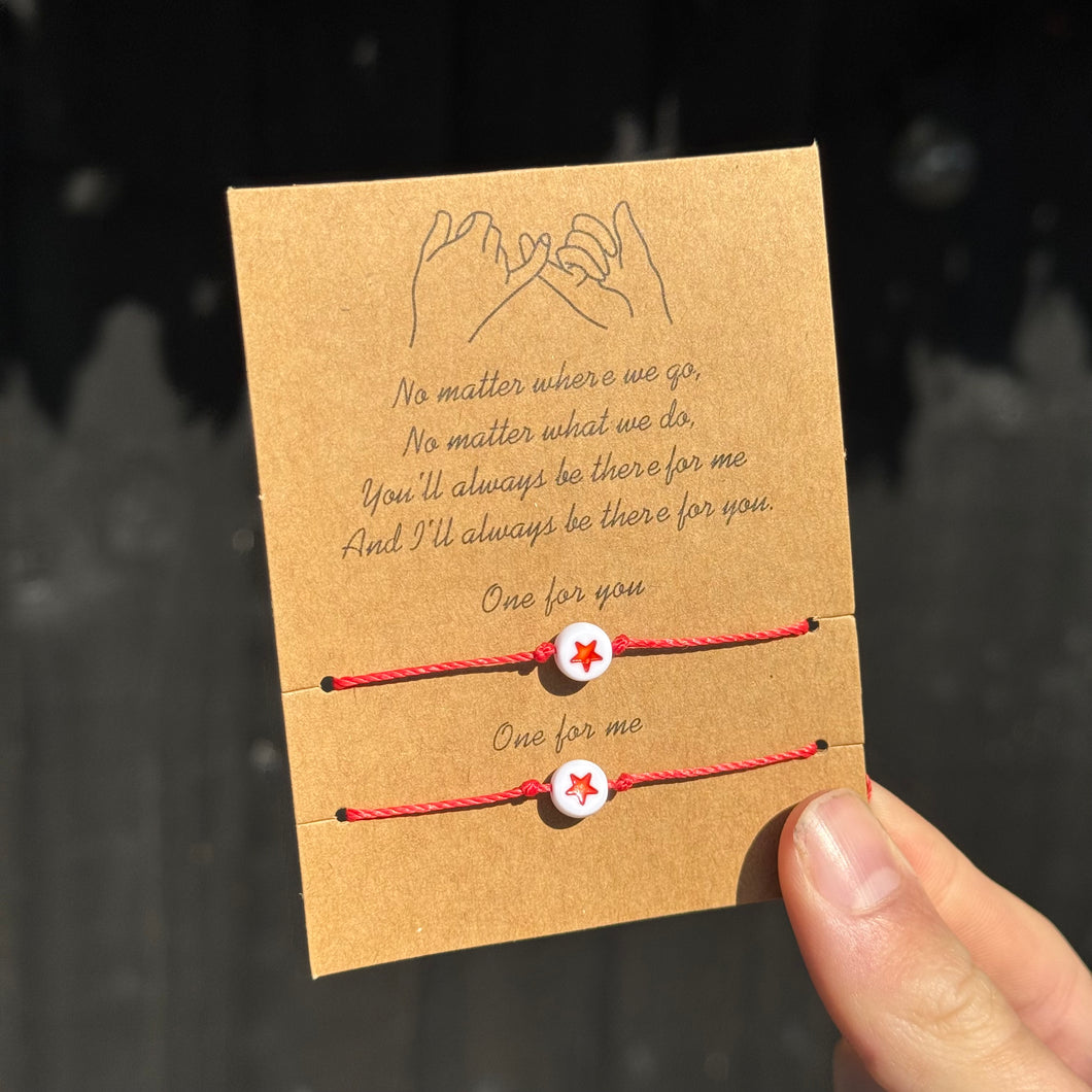 Tie on friendship bracelets with coloured stars