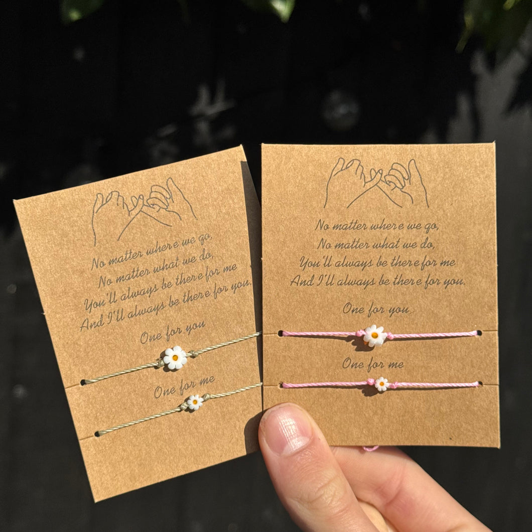 Daisy charm tie on bracelets