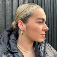 Load image into Gallery viewer, Emerald glass heart dangles
