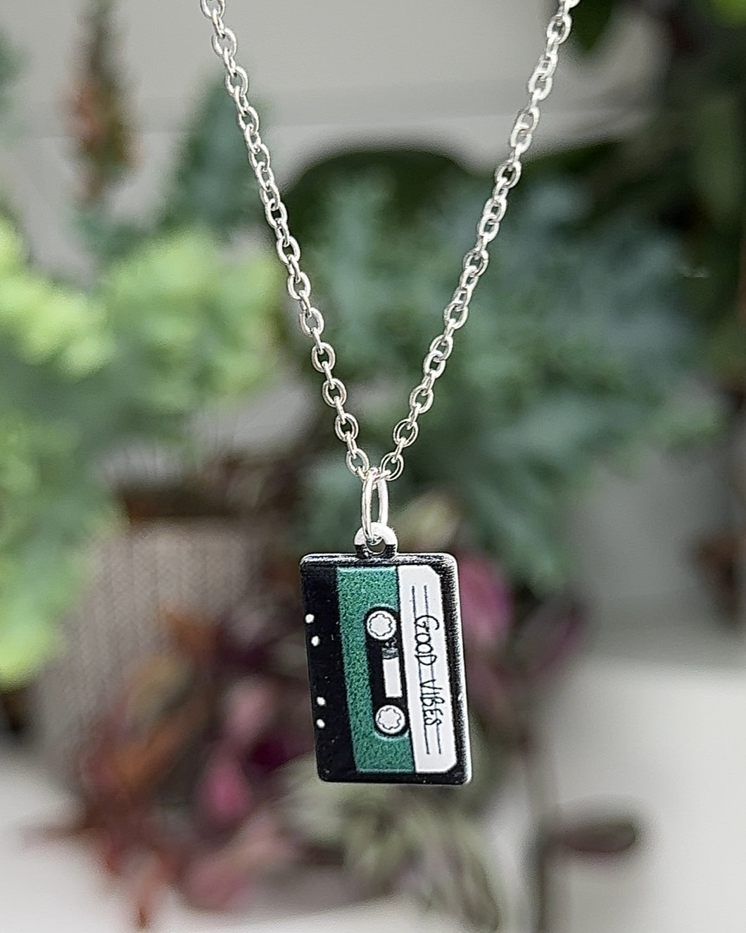 Good vibes tape charm necklace