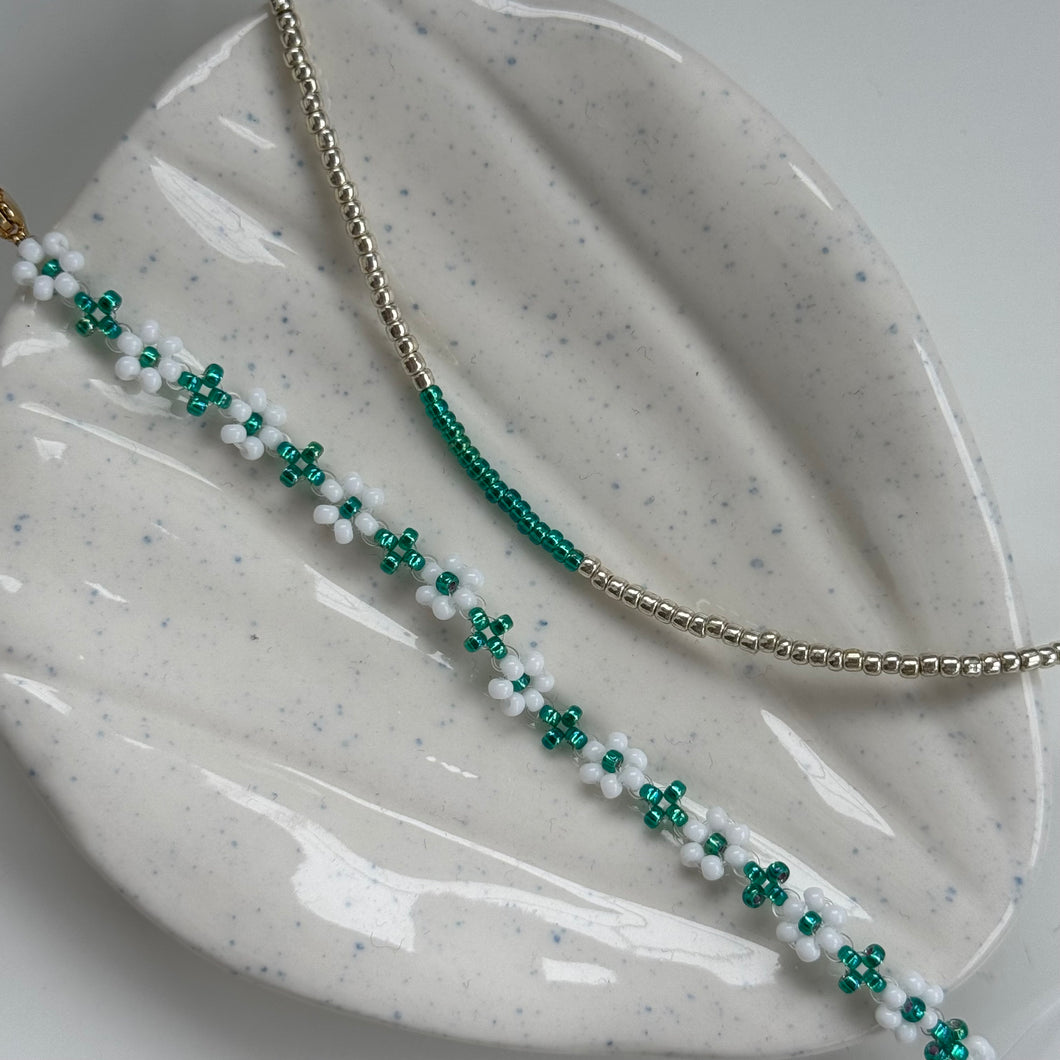 Iridescent emerald set of 2 bracelets