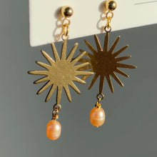Load image into Gallery viewer, Sunny peach freshwater pearl dangles
