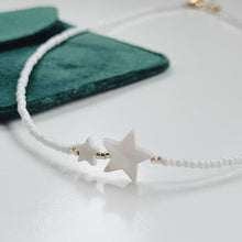 Load image into Gallery viewer, White and gold star bead necklace (silver option also available)
