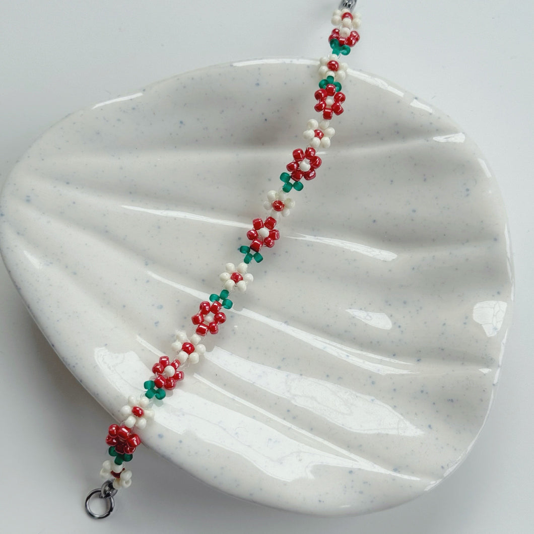 Red and white rose bracelet