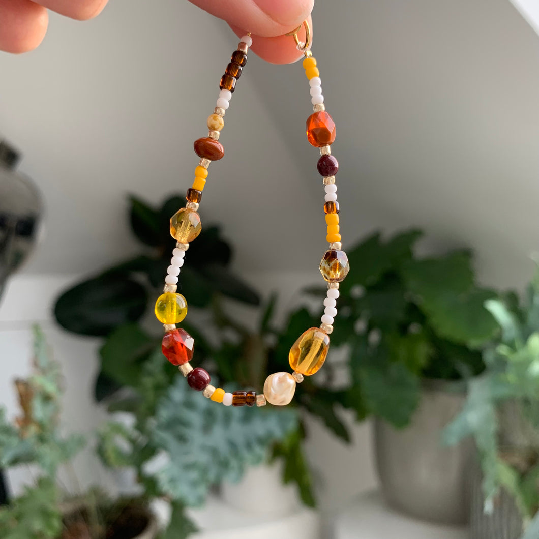 Autumn glass bead bracelet
