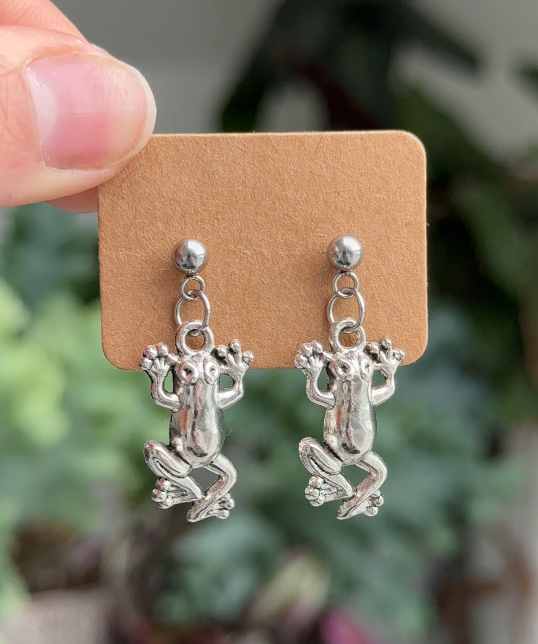 Frog charm earrings