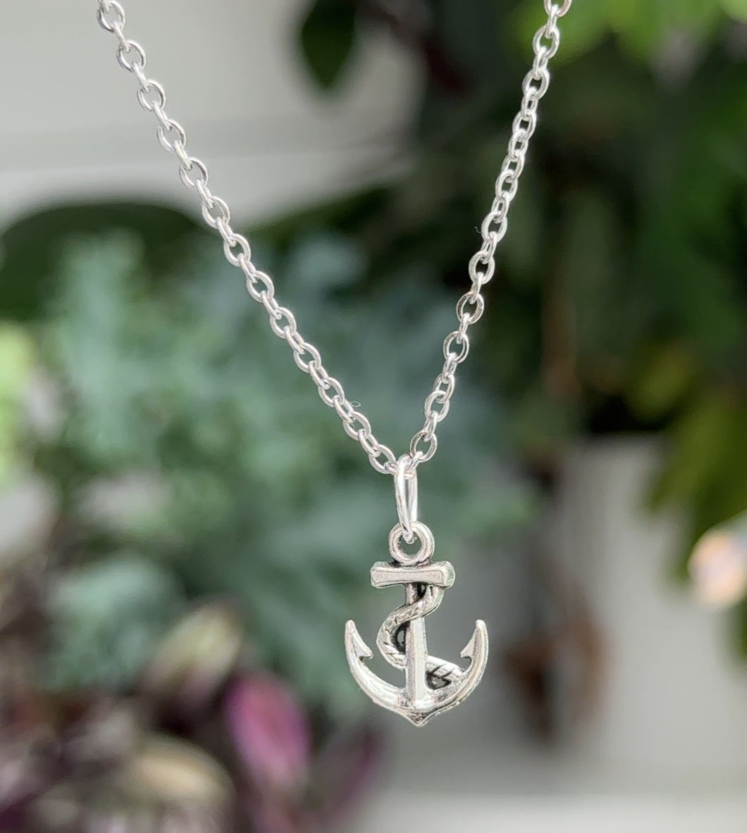 Anchor charm silver necklace