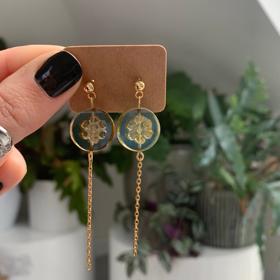 Pressed flower dangly earrings