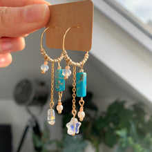 Load image into Gallery viewer, Aqua star hoops
