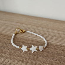 Load image into Gallery viewer, White and gold stars bracelet
