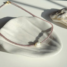 Load image into Gallery viewer, Glass bead necklaces with genuine freshwater pearls
