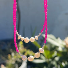 Load image into Gallery viewer, Pink freshwater pearl necklace &amp; bracelet set
