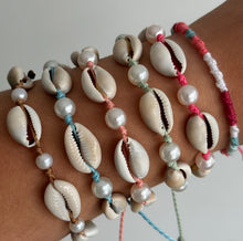 Load image into Gallery viewer, Cowrie shell &amp; pearl adjustable bracelets
