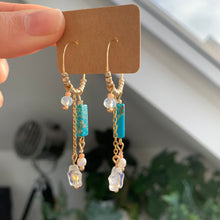 Load image into Gallery viewer, Aqua star hoops
