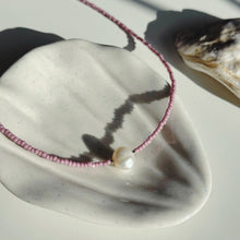 Load image into Gallery viewer, Glass bead necklaces with genuine freshwater pearls
