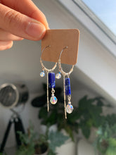 Load image into Gallery viewer, Deep blue Lara style earrings in silver
