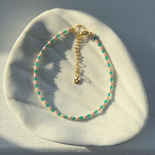 Load image into Gallery viewer, Gold bead bracelet set of 2 - pastel pink and emerald green
