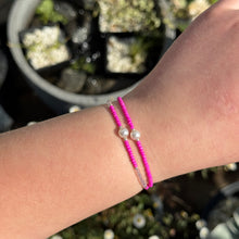 Load image into Gallery viewer, Set of 2 hot pink bead bracelets
