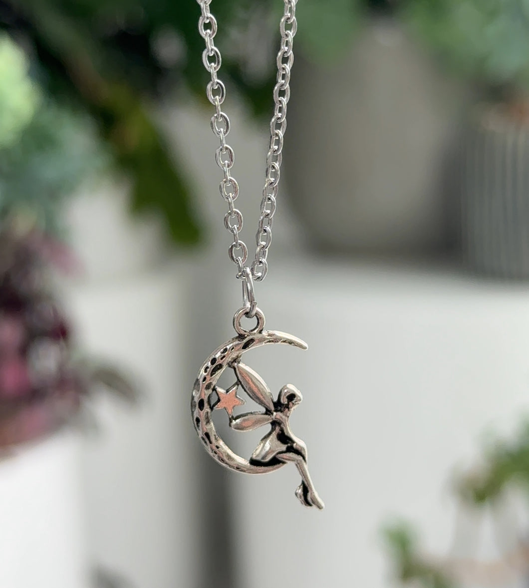 Moon fairy charm necklace