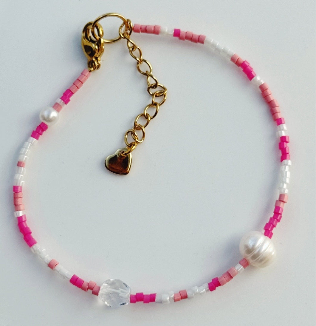 Pink pearls glass bead bracelets