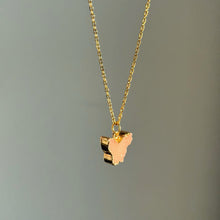 Load image into Gallery viewer, Peach druzy butterfly necklace and earring set
