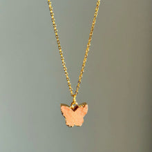 Load image into Gallery viewer, Peach druzy butterfly necklace and earring set
