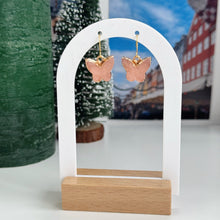 Load image into Gallery viewer, Peach druzy butterfly necklace and earring set
