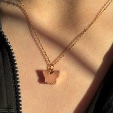 Load image into Gallery viewer, Peach druzy butterfly necklace and earring set
