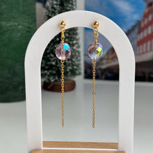 Load image into Gallery viewer, Glass purple studs with a dainty gold chain
