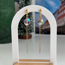 Load image into Gallery viewer, Glass purple studs with a dainty gold chain
